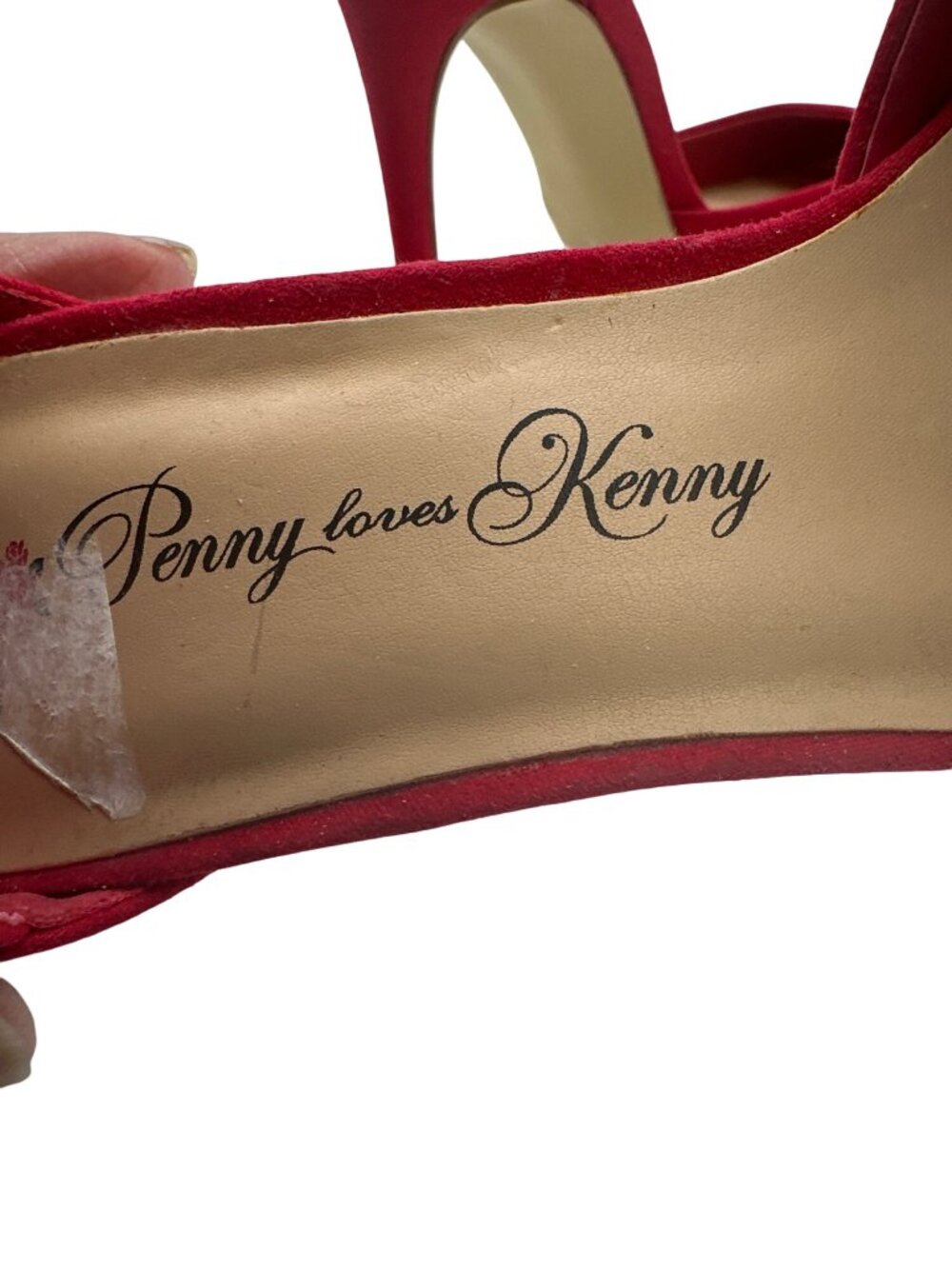 Penny Loves Kenny Size 7 Velvet Zip Back Dressy Party High Heels Red - Picture 11 of 12